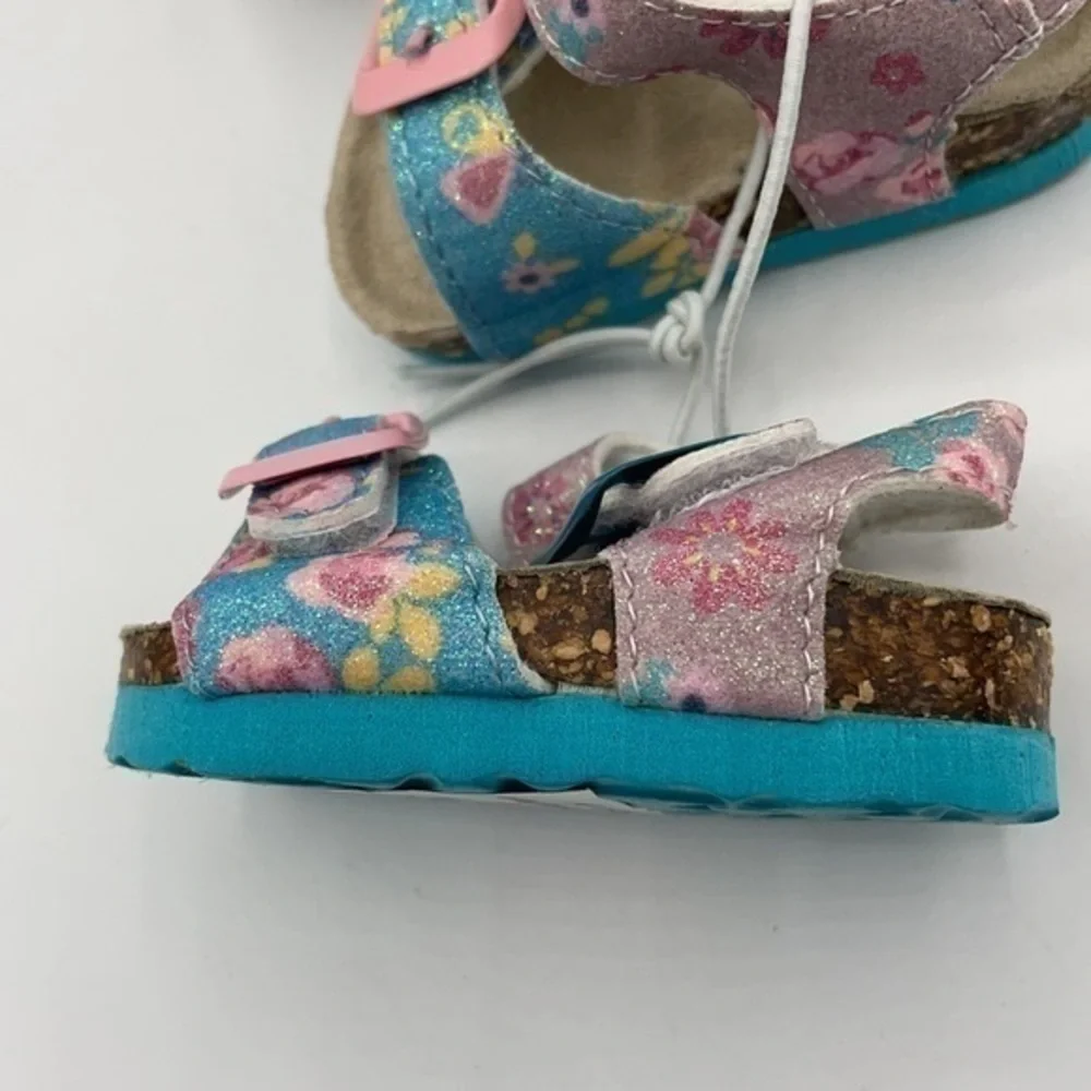 LAURA ASHLEY Blue & Pink Floral Sandals